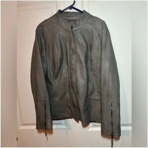 Kaari Blue Gray Faux Leather Jacket